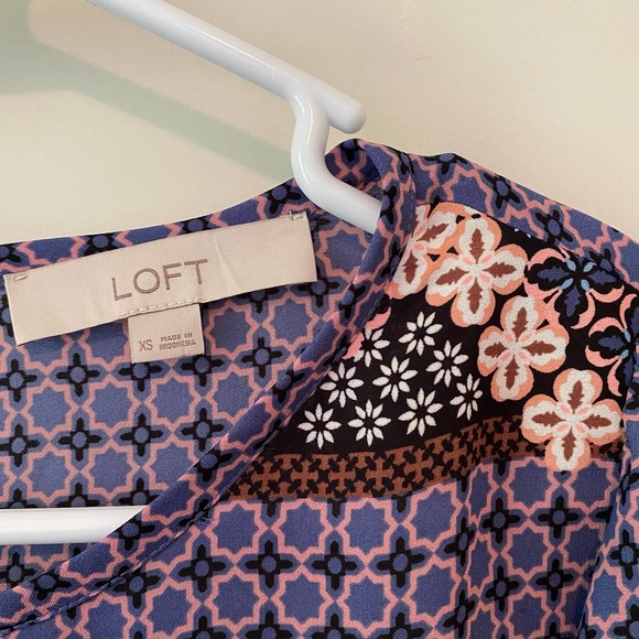 LOFT Long Sleeve Blue Maeve Black Blouse Size XS - Picture 2 of 4